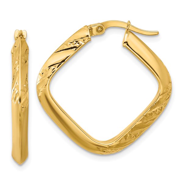Leslie's 10K Polished and Diamond-cut Square Hoop Earrings
