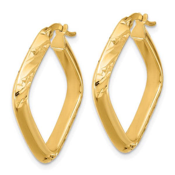 Leslie's 10K Polished and Diamond-cut Square Hoop Earrings - Image 2
