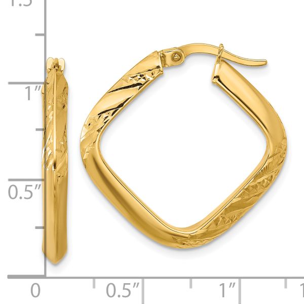 Leslie's 10K Polished and Diamond-cut Square Hoop Earrings - Image 4