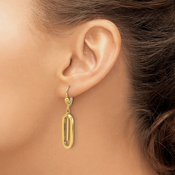 Leslie's 10K Polished Dangle Leverback Earrings - Image 3