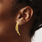 Leslie's 10K Polished and D/C 3-Row Drop Post Earrings - Image 3