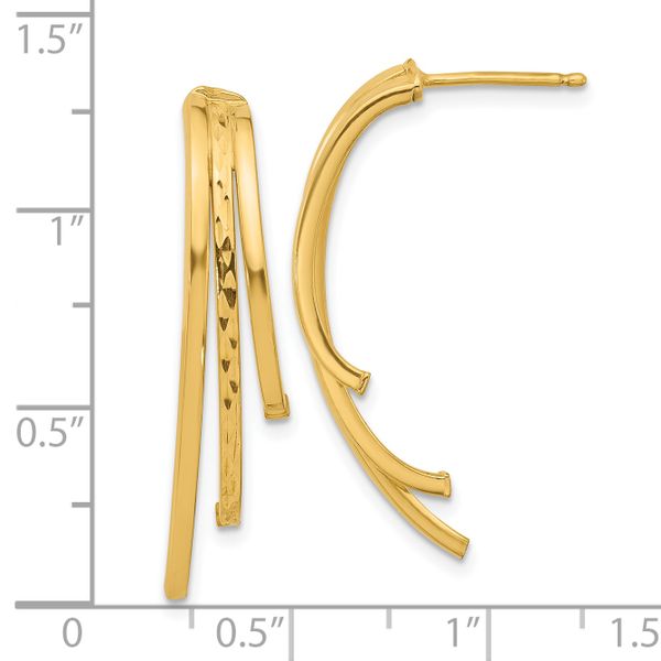 Leslie's 10K Polished and D/C 3-Row Drop Post Earrings - Image 4