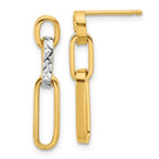 Leslie's 10K w/Rhodium Polished and D/C Link Dangle Post Earrings