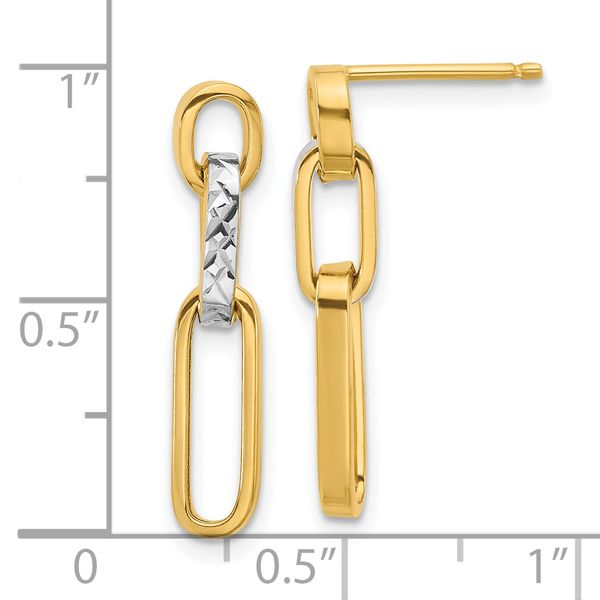 Leslie's 10K w/Rhodium Polished and D/C Link Dangle Post Earrings - Image 4