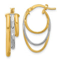 Leslie's 10K W/White Rhodium Polished 3-row Oval Hoop Earrings