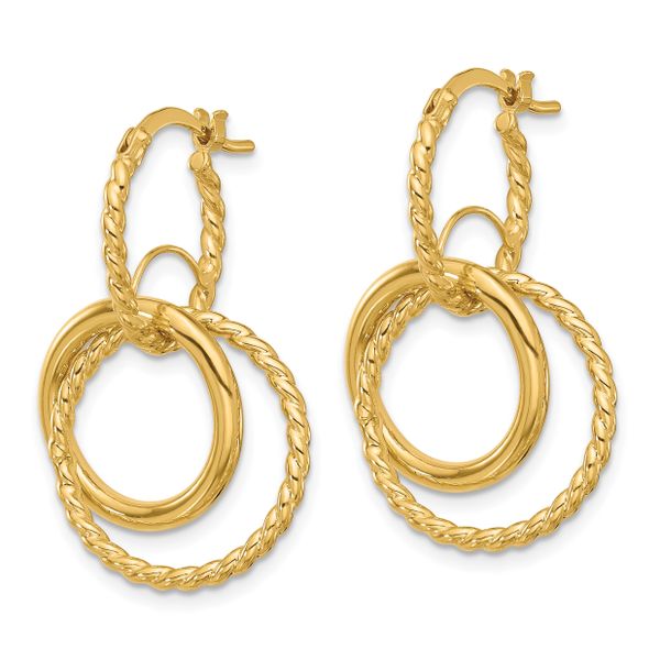 Leslie's 10K Polished and Twisted Dangle Circles Hoop Earrings - Image 2