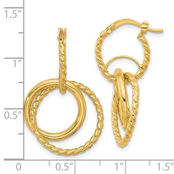 Leslie's 10K Polished and Twisted Dangle Circles Hoop Earrings - Image 4