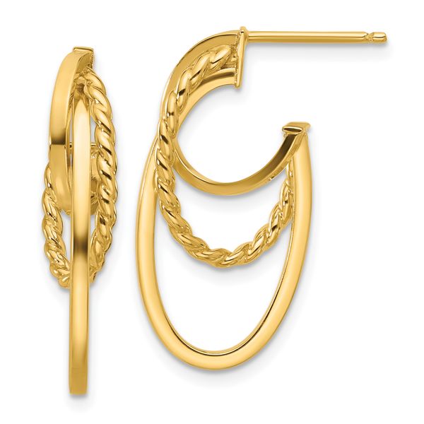 Leslie's 10K Polished and Twisted Oval J-Hoop Post Earrings