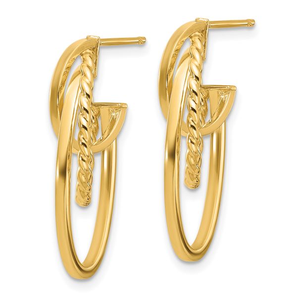 Leslie's 10K Polished and Twisted Oval J-Hoop Post Earrings - Image 2