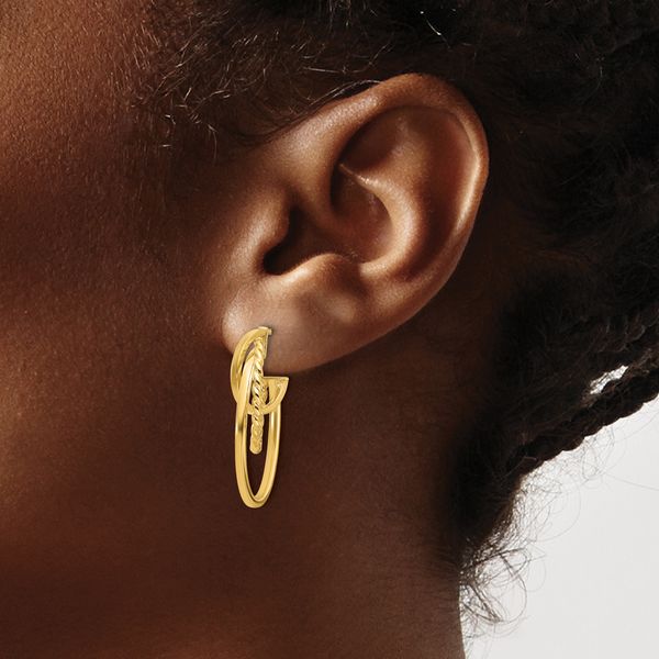 Leslie's 10K Polished and Twisted Oval J-Hoop Post Earrings - Image 3