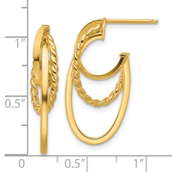 Leslie's 10K Polished and Twisted Oval J-Hoop Post Earrings - Image 4