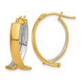 Leslie's 10K W/White Rhodium Polished and Textured Fancy Hoop Earrings