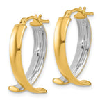 Leslie's 10K W/White Rhodium Polished and Textured Fancy Hoop Earrings - Image 2