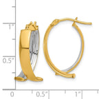 Leslie's 10K W/White Rhodium Polished and Textured Fancy Hoop Earrings - Image 4