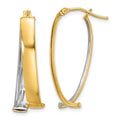 Leslie's 10K W/White Rhodium Polished and Textured Fancy Hoop Earrings