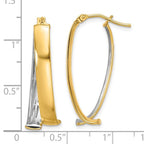 Leslie's 10K W/White Rhodium Polished and Textured Fancy Hoop Earrings - Image 4