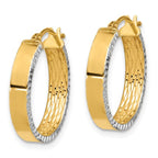 Leslie's 10K w/ White Rhodium Polished and Diamond-cut Hoop Earrings - Image 2
