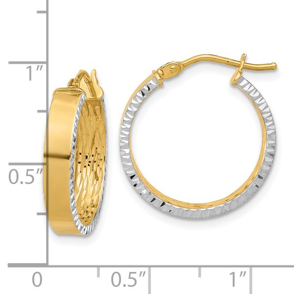 Leslie's 10K w/ White Rhodium Polished and Diamond-cut Hoop Earrings - Image 4