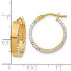 Leslie's 10K w/ White Rhodium Polished and Diamond-cut Hoop Earrings - Image 4