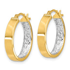 Leslie's 10K w/ White Rhodium Polished and Diamond-cut Hoop Earrings - Image 2