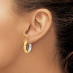 Leslie's 10K w/ White Rhodium Polished and Diamond-cut Hoop Earrings - Image 3