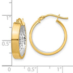Leslie's 10K w/ White Rhodium Polished and Diamond-cut Hoop Earrings - Image 4