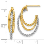Leslie's 10K W/White Rhodium Polished/Twisted Oval J-Hoop Post Earrings - Image 4
