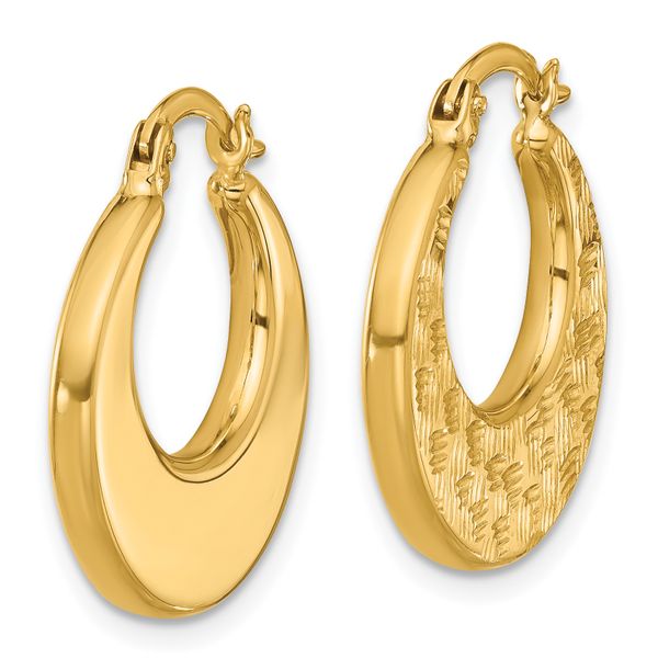 Leslie's 10K Polished and Diamond-cut Fancy Hoop Earrings - Image 2