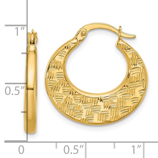 Leslie's 10K Polished and Diamond-cut Fancy Hoop Earrings - Image 4