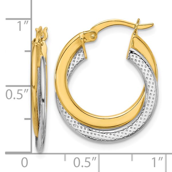Leslie's 10K with Rhodium Polished and Textured Fancy Hoop Earrings - Image 4