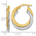 Leslie's 10K with Rhodium Polished and Textured Fancy Hoop Earrings - Image 4