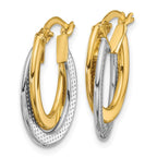 Leslie's 10K with Rhodium Polished and Textured Fancy Hoop Earrings - Image 2
