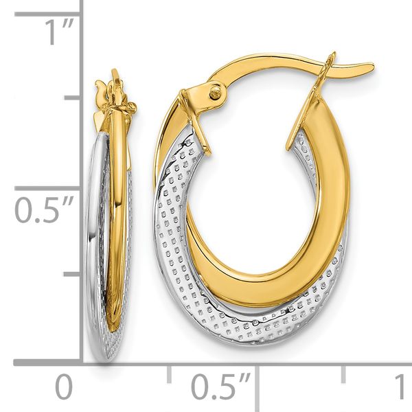 Leslie's 10K with Rhodium Polished and Textured Fancy Hoop Earrings - Image 4