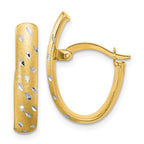 Leslie's 10K w/Rhodium Polished/Satin/Diamond-cut Fancy Hoop Earrings