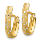 Leslie's 10K w/Rhodium Polished/Satin/Diamond-cut Fancy Hoop Earrings - Image 2