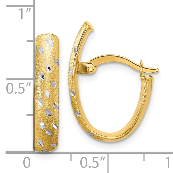Leslie's 10K w/Rhodium Polished/Satin/Diamond-cut Fancy Hoop Earrings - Image 4