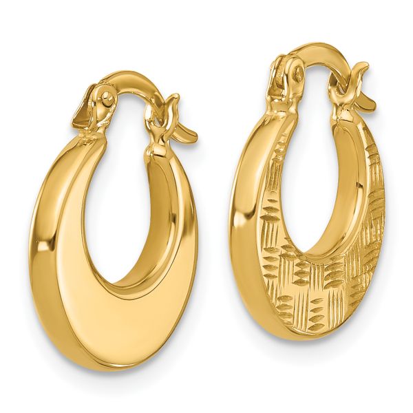 Leslie's 10K Polished and Diamond-cut Fancy Hoop Earrings - Image 2