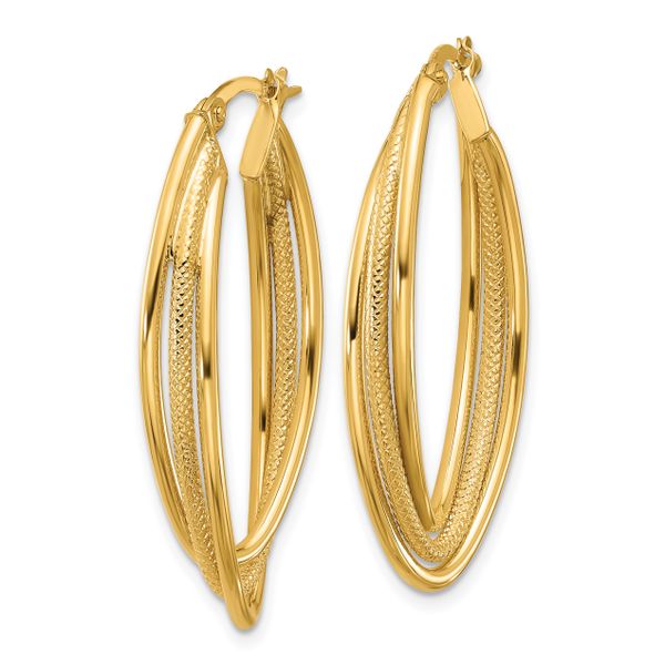 Leslie's 10k Polished and Textured Triple Oval Twist Hoop Earrings - Image 2