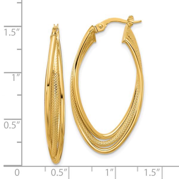 Leslie's 10k Polished and Textured Triple Oval Twist Hoop Earrings - Image 4