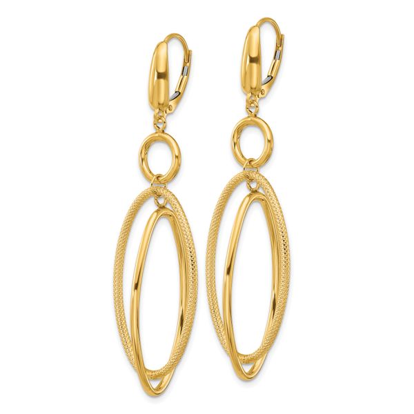 Leslie's 10k Polished and Textured Oval Dangle Leverback Earrings - Image 2