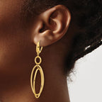 Leslie's 10k Polished and Textured Oval Dangle Leverback Earrings - Image 3