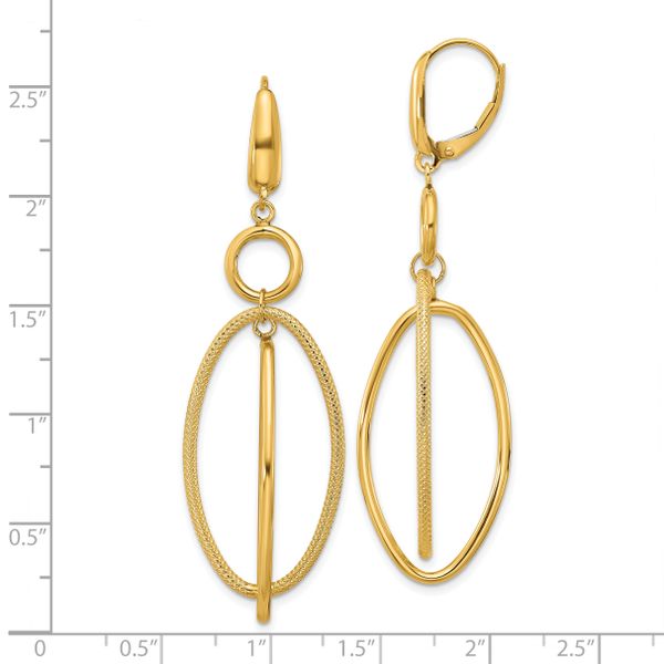 Leslie's 10k Polished and Textured Oval Dangle Leverback Earrings - Image 4