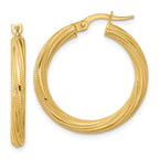 Leslie's 10k Polished and Textured Twisted Tube Hoop Earrings