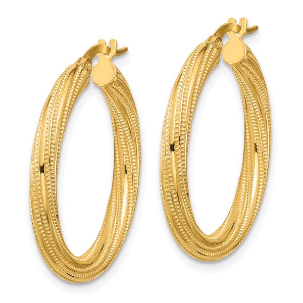 Leslie's 10k Polished and Textured Twisted Tube Hoop Earrings - Image 2