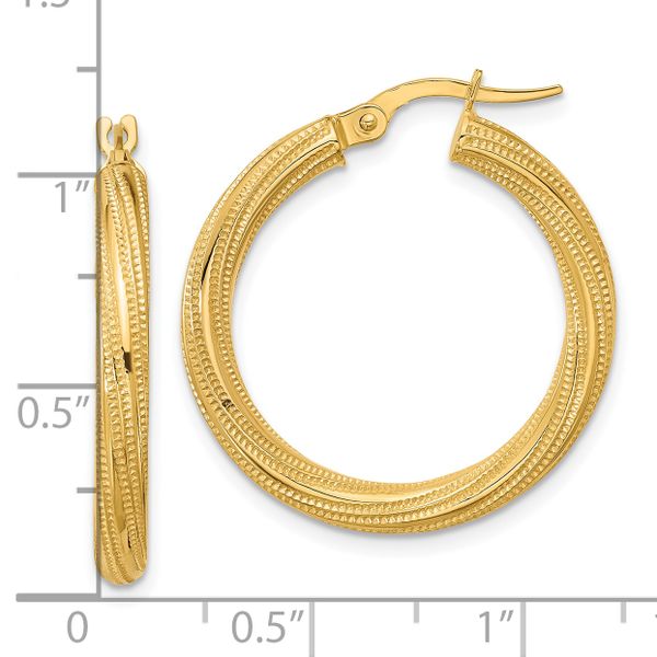 Leslie's 10k Polished and Textured Twisted Tube Hoop Earrings - Image 4