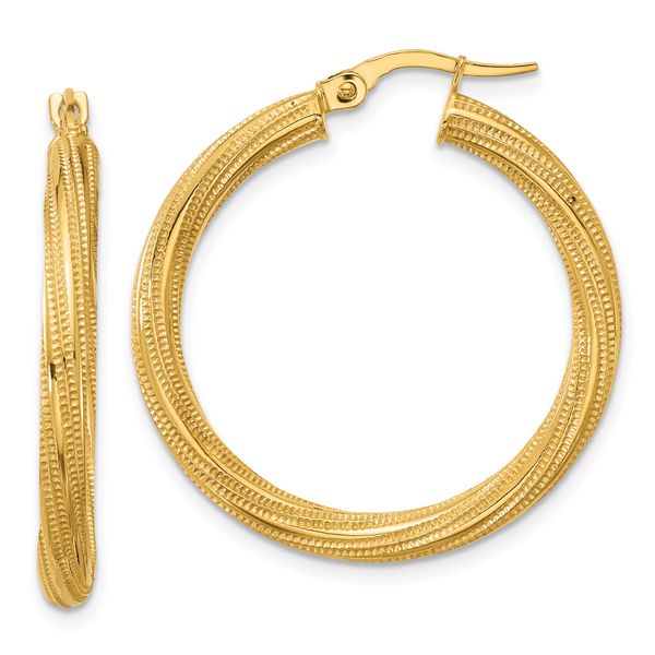 Leslie's 10k Polished and Textured Twisted Tube Hoop Earrings