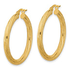 Leslie's 10k Polished and Textured Twisted Tube Hoop Earrings - Image 2