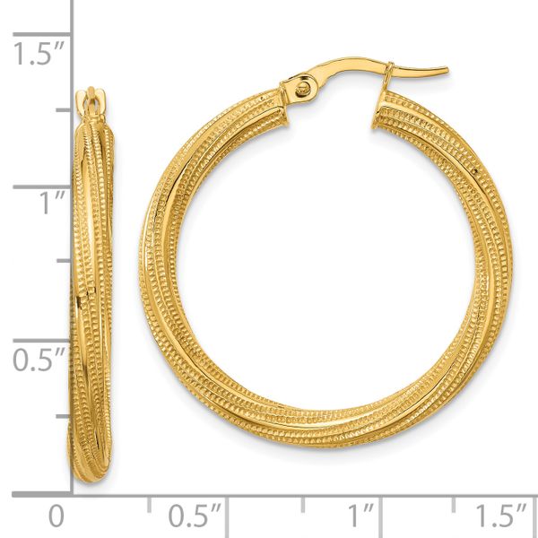 Leslie's 10k Polished and Textured Twisted Tube Hoop Earrings - Image 4