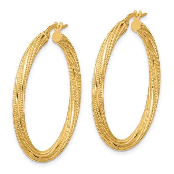 Leslie's 10k Polished and Textured Twisted Tube Hoop Earrings - Image 2