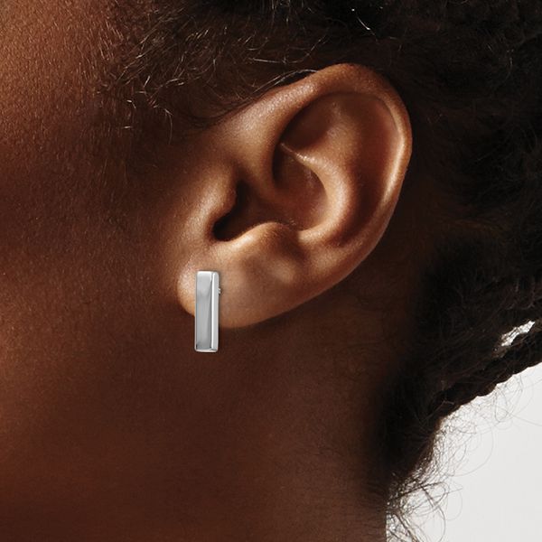 Leslie's 10K White Gold Polished Post Earrings - Image 3